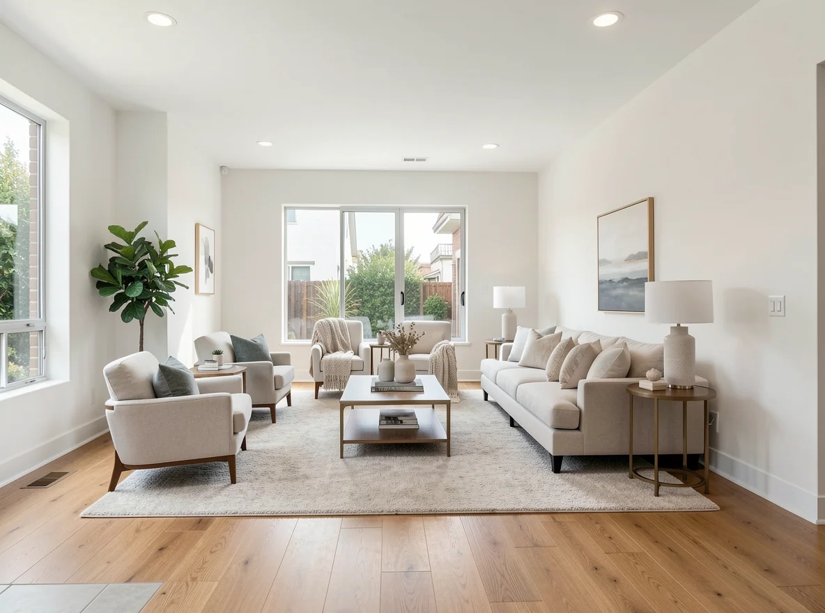Bright staged living room in an LA home