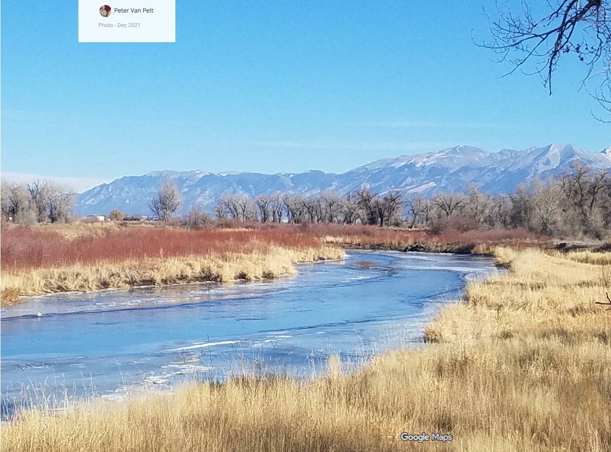 Alamosa Riparian Park View of the Rio Grande River with Blanca in the background