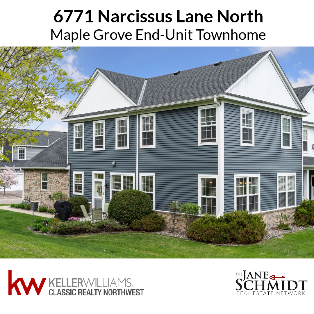 Coming to the Market: End-unit Maple Grove Townhouse