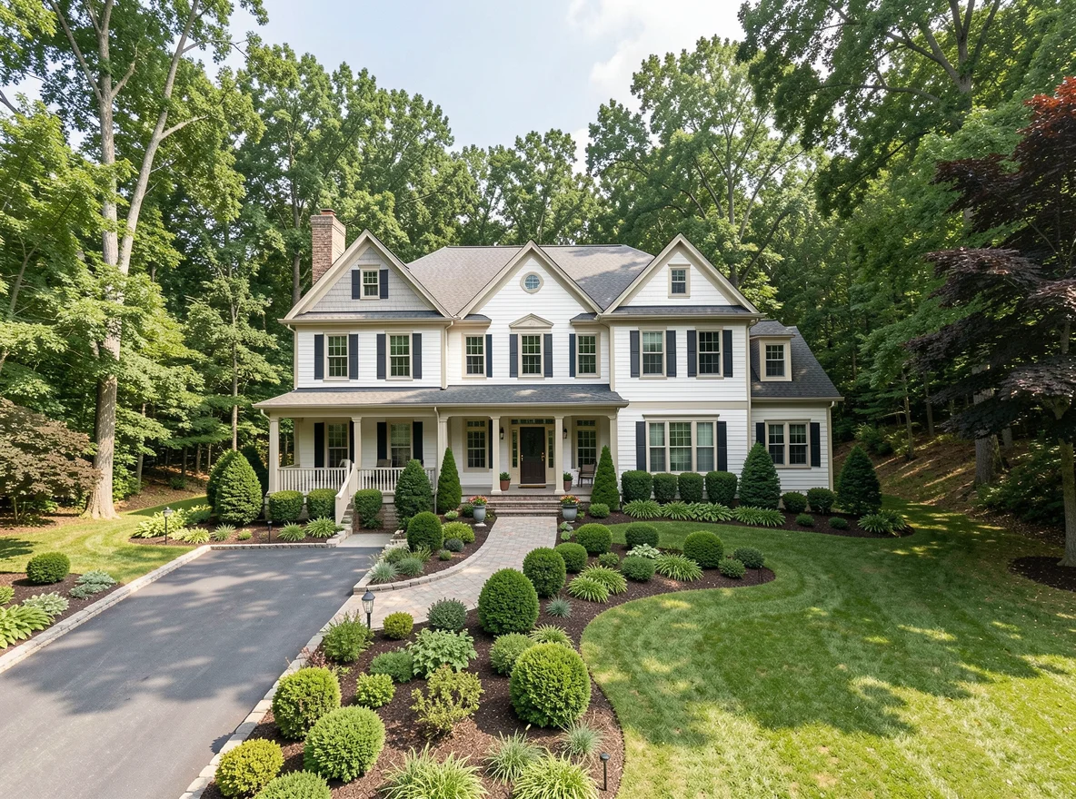 Hillside home exterior in Ellicott City
