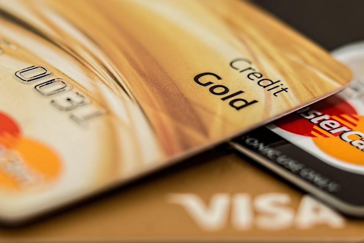 Close-up photo of a gold credit card