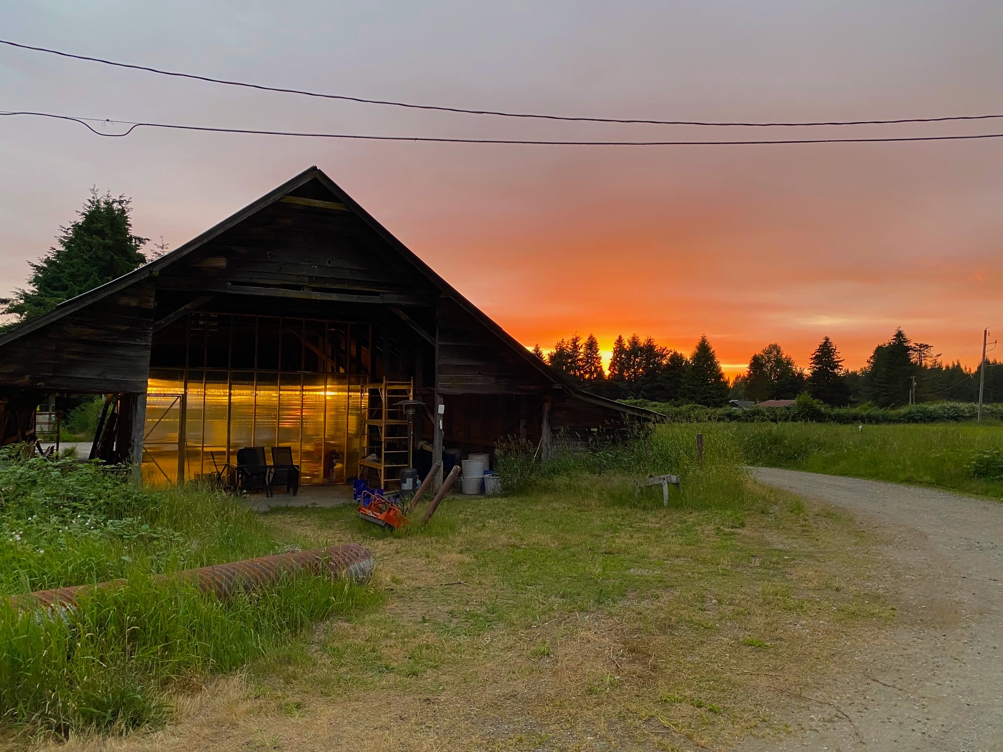 100 yr old Dairy barn with Sunset in background