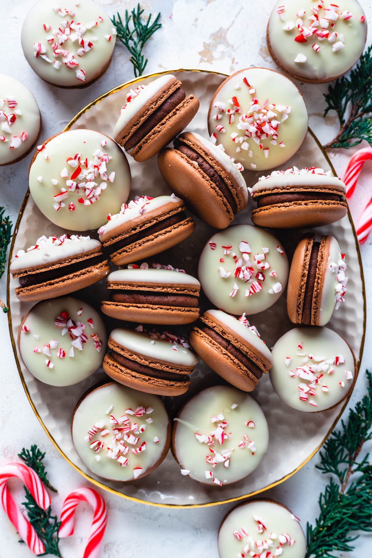 Peppermint Bark Macarons