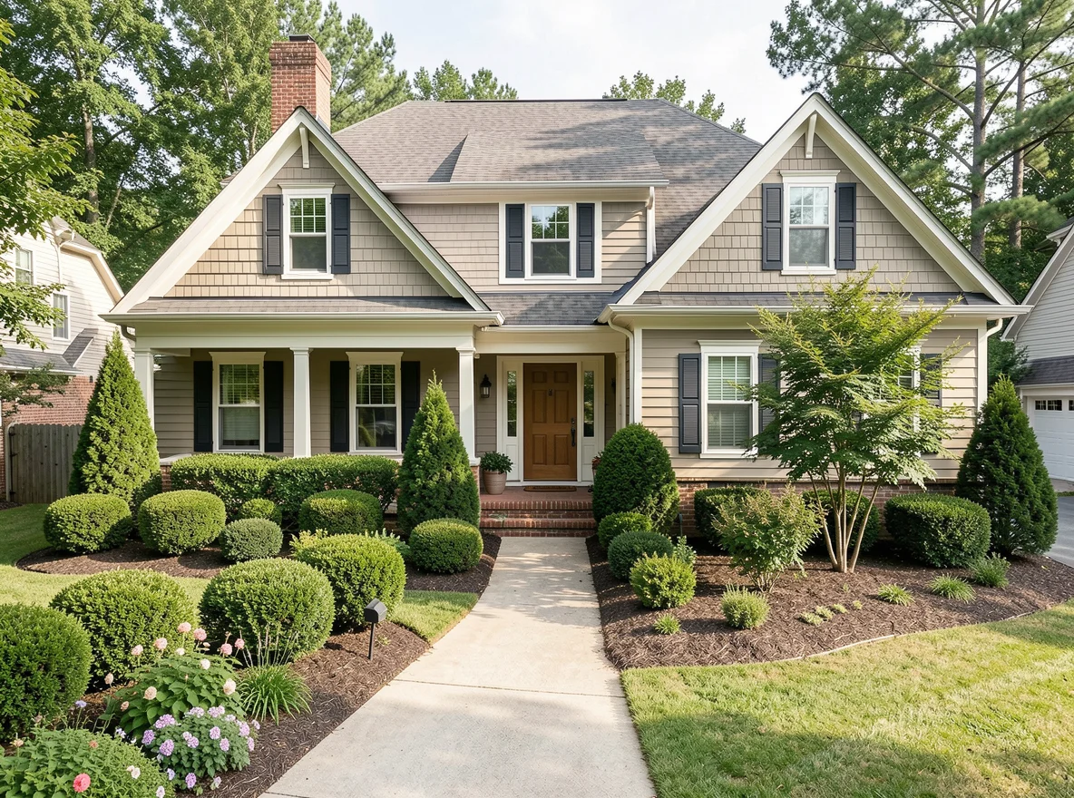 Welcoming Nashville-area home exterior with landscaped front yard