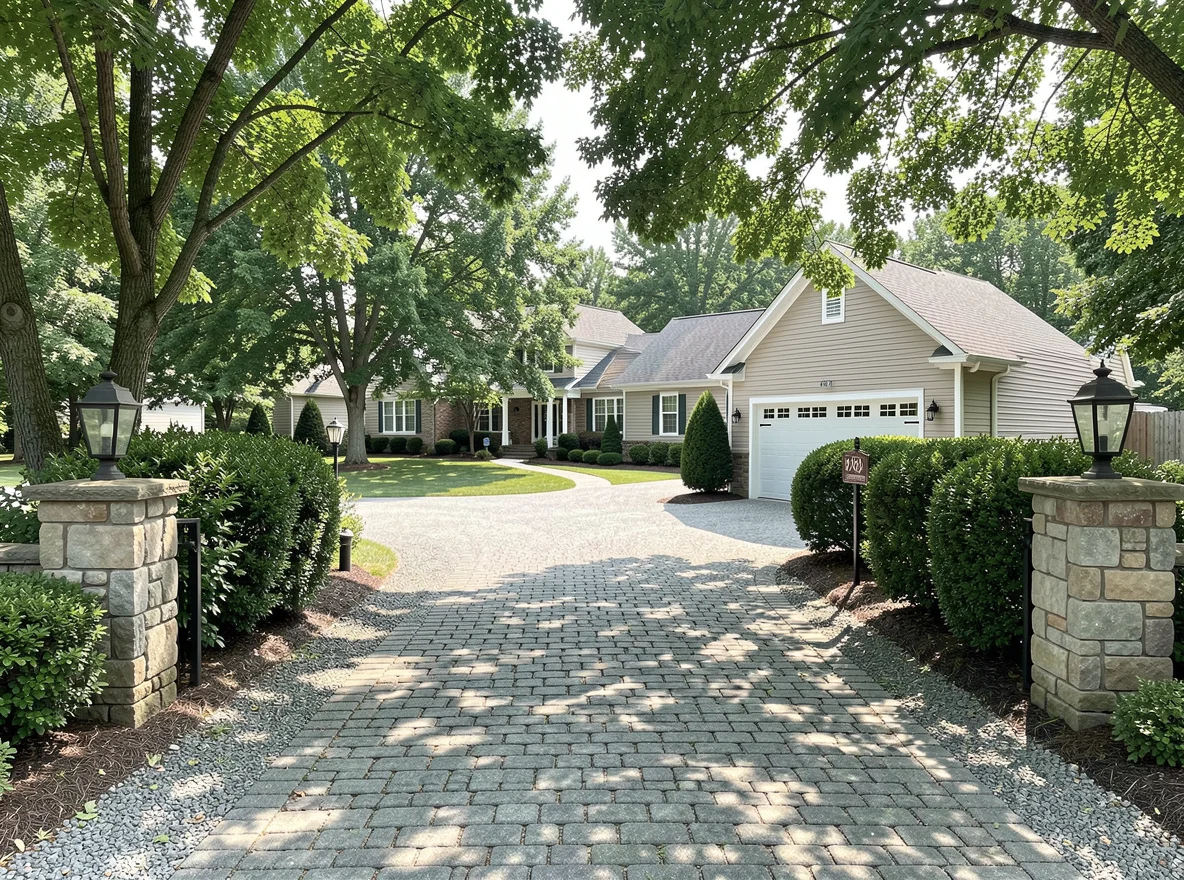 Driveway and garage at a suburban home
