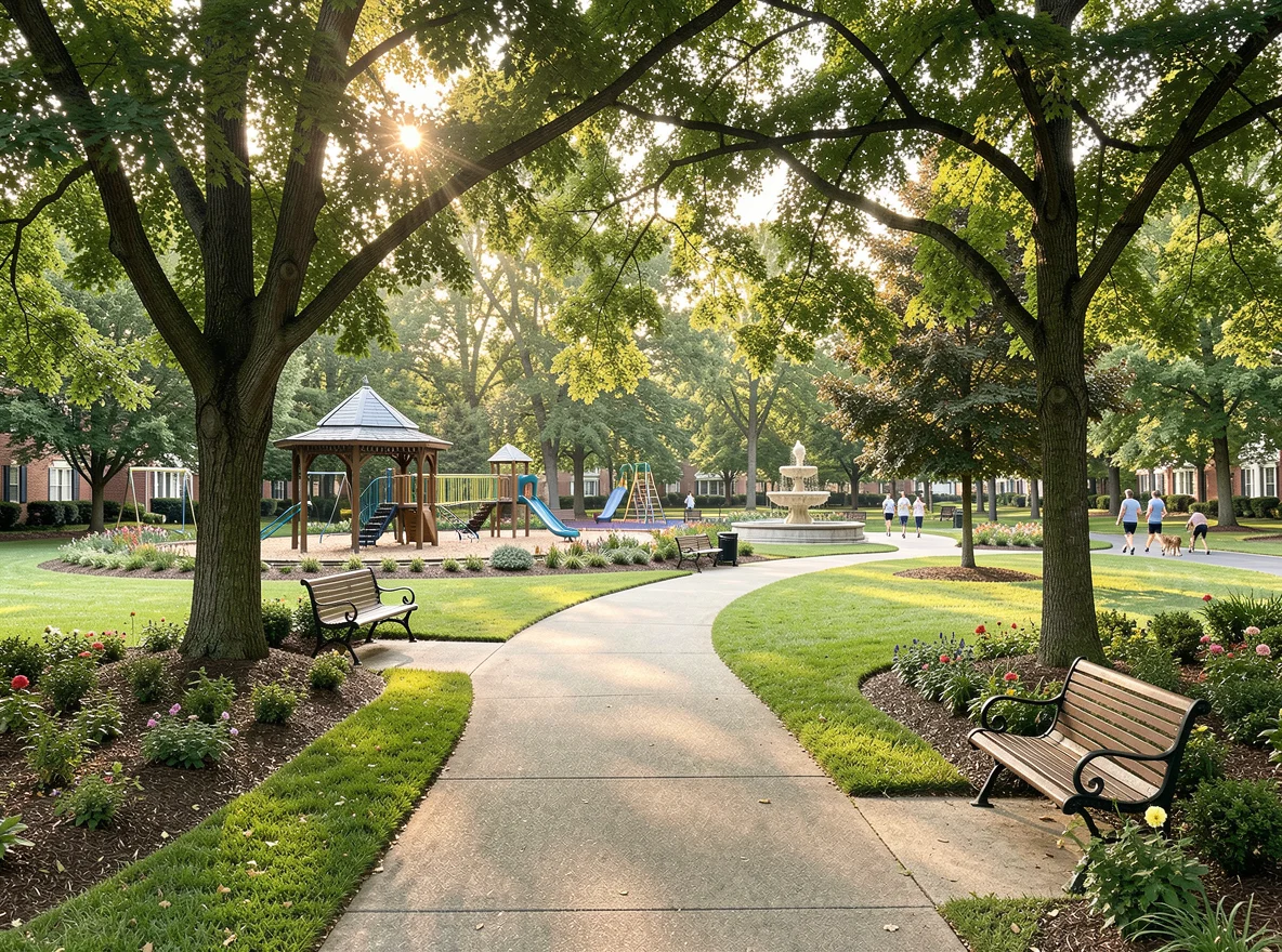 Neighborhood park scene in a Middle Tennessee suburb