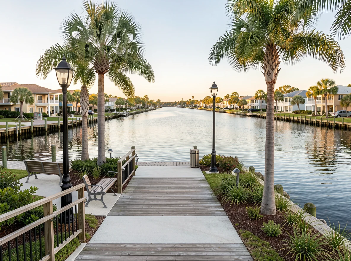 Waterfront and drainage landscape in Tampa
