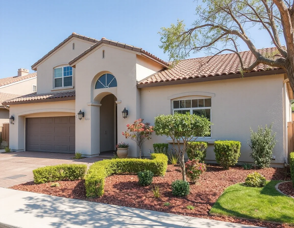 Los Angeles home exterior with landscaped front yard