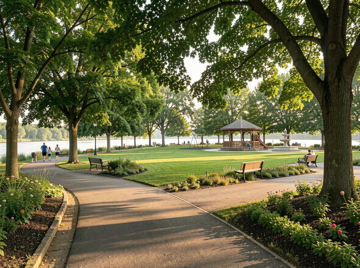 Neighborhood park and walking path in Bellevue, Kentucky