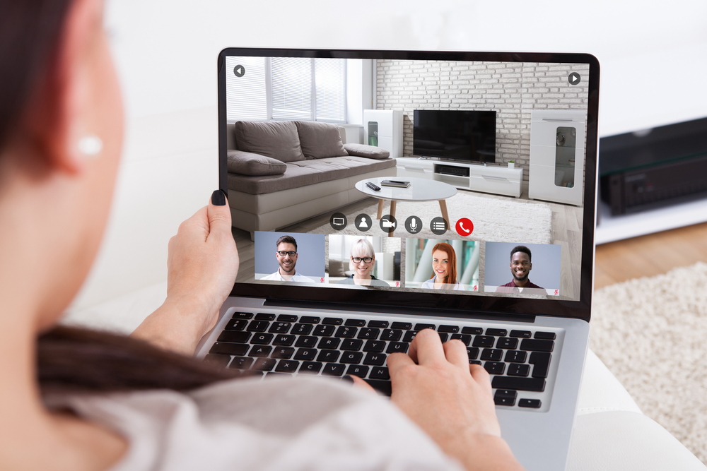 virtual meeting using a laptop at home