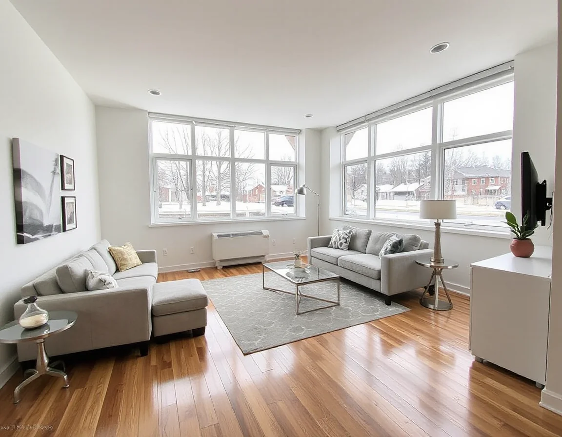 Updated rental apartment living area