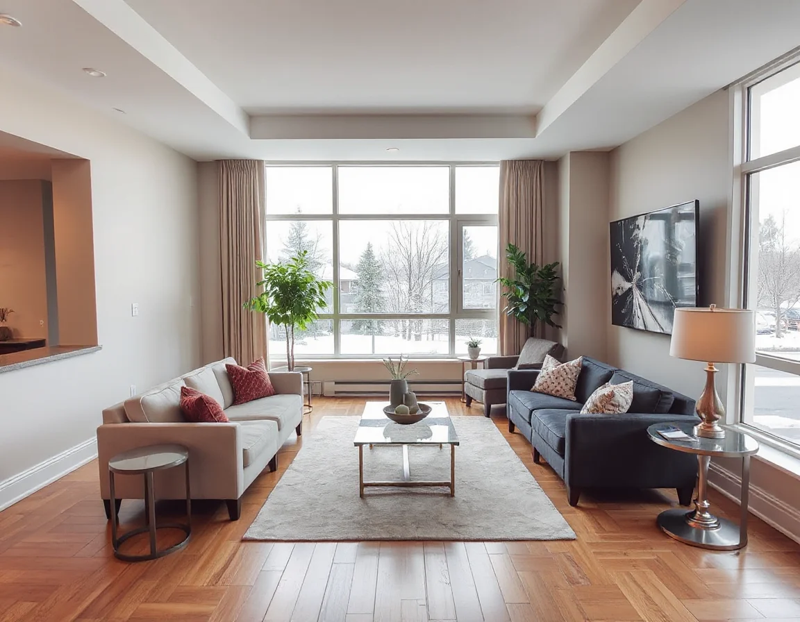 Contemporary condominium common lounge with natural light