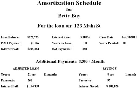 Sample Amortization Schedule