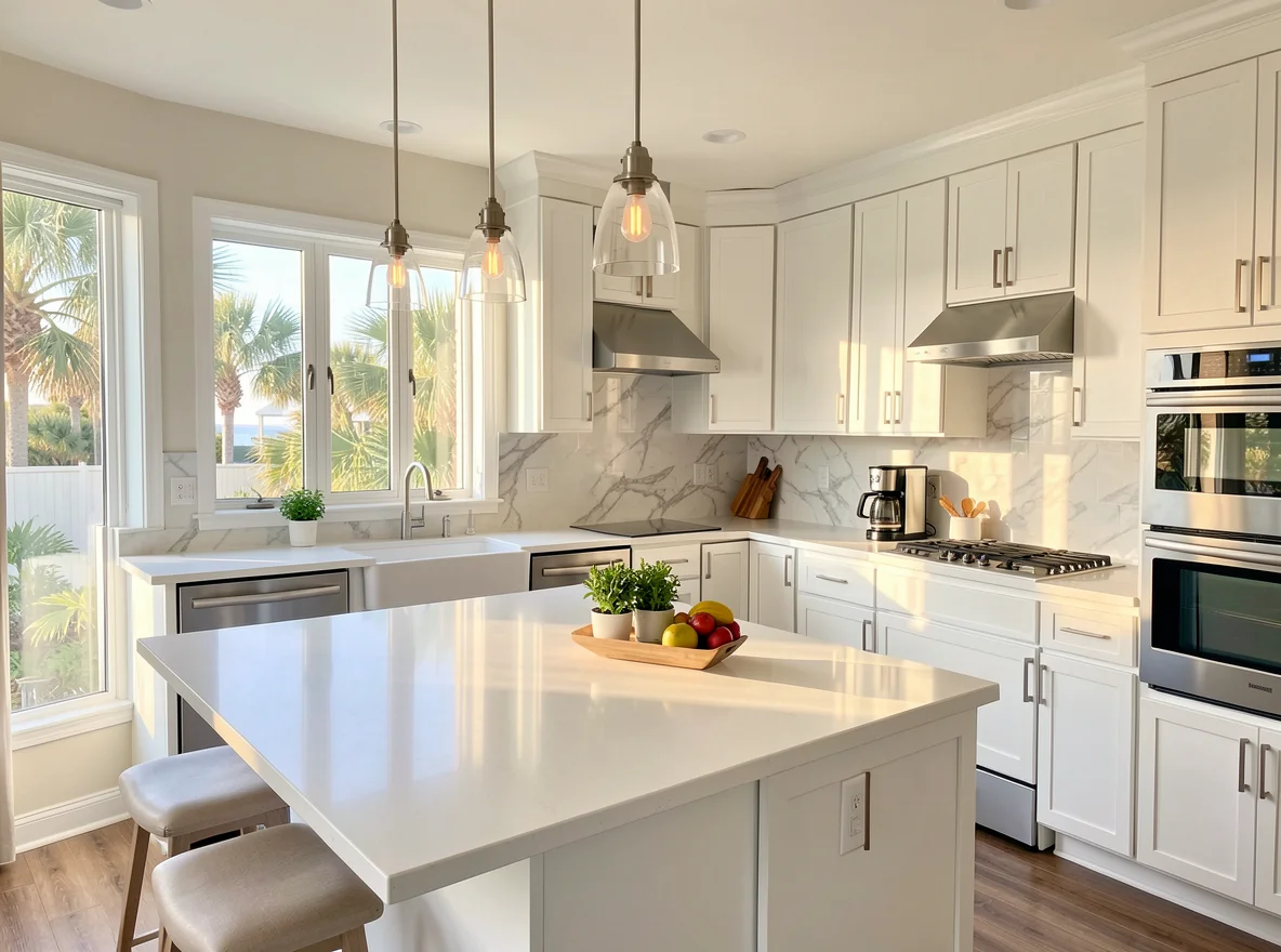 Bright updated kitchen in a coastal-style home