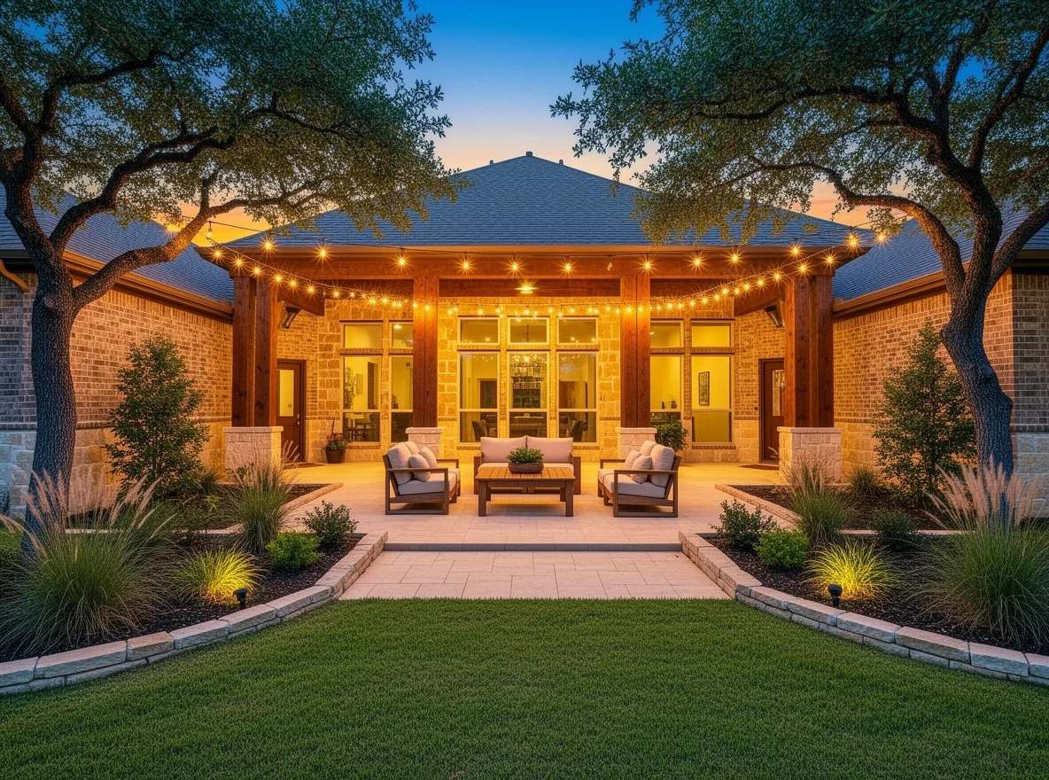 Outdoor patio setup at dusk in Belton, Texas
