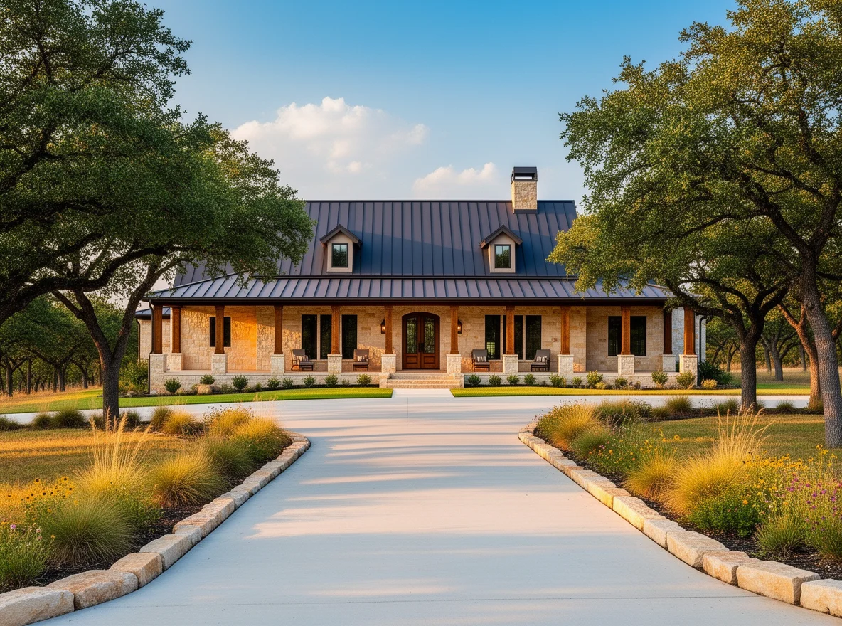 Luxury custom home exterior in Central Texas Hill Country