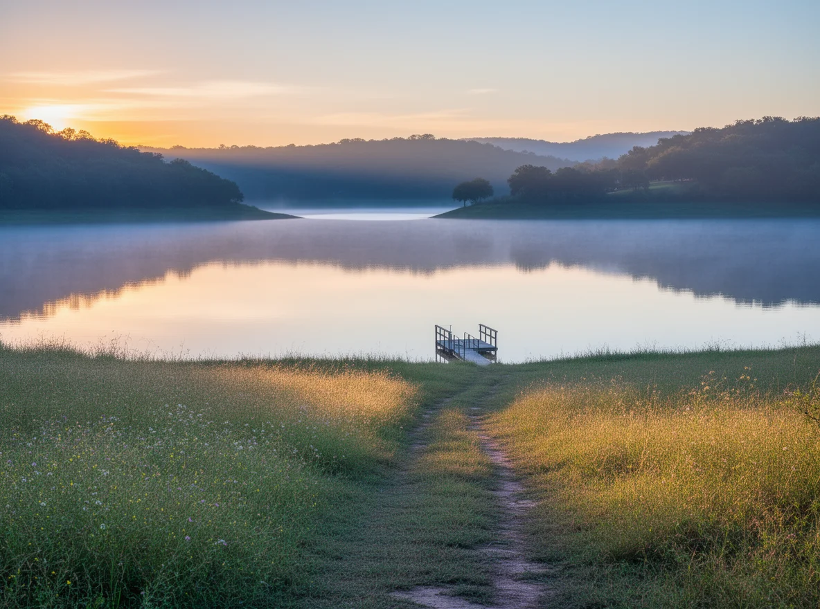 Sunrise over the water near Belton