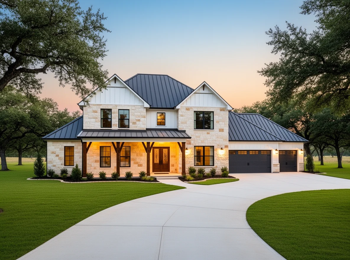 Luxury custom home exterior on a spacious lot in Belton