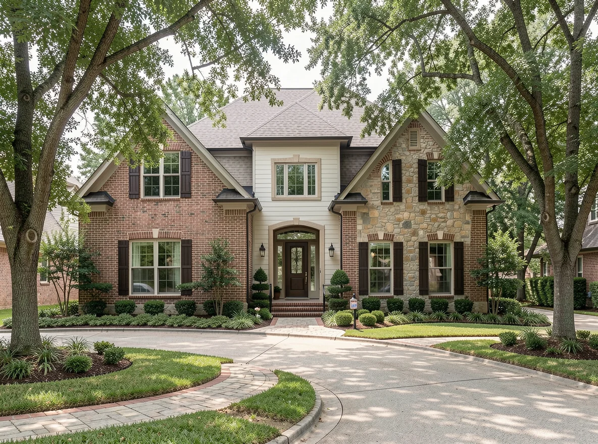 Upscale home exterior in The Woodlands