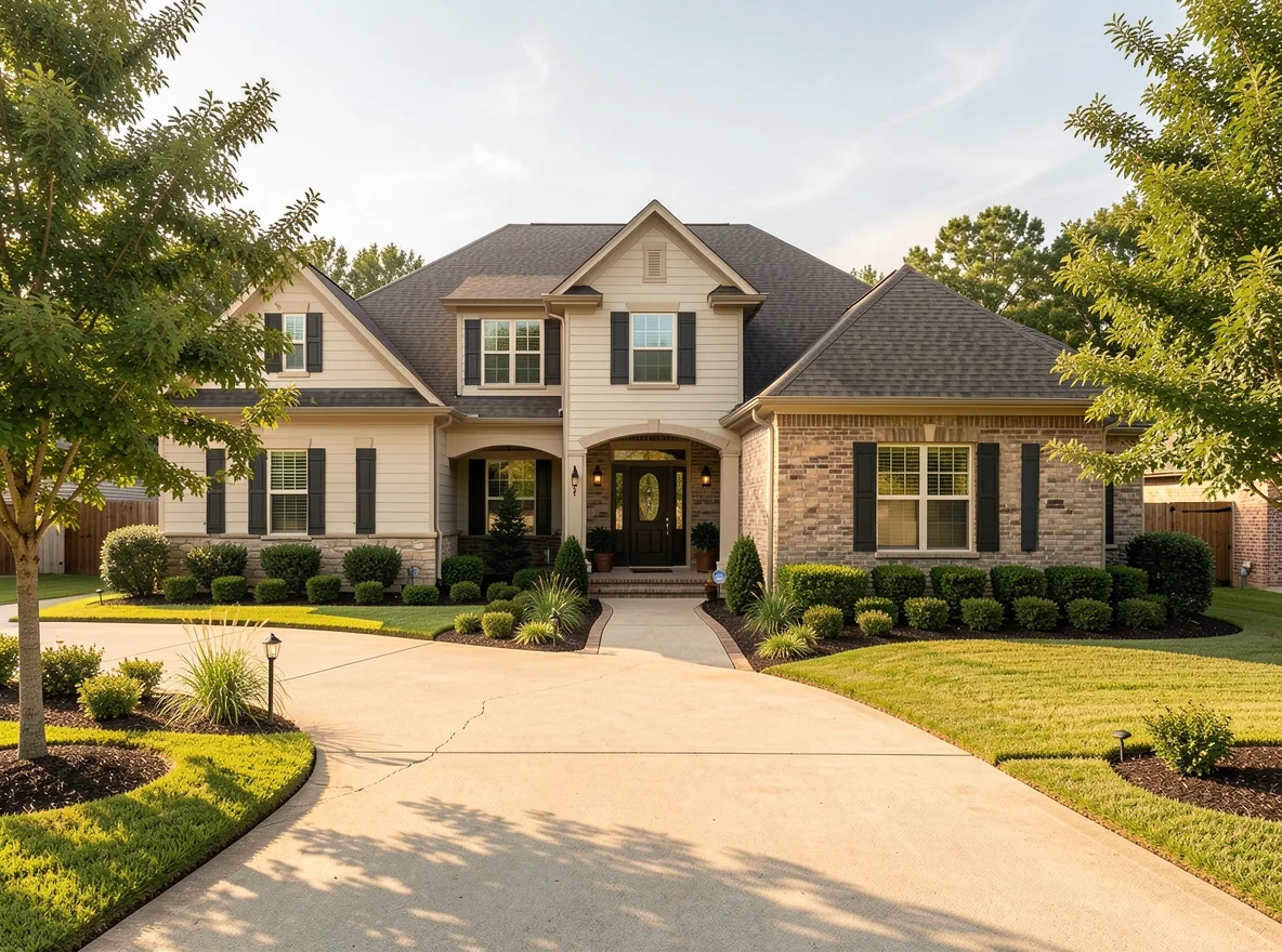 Spacious suburban home exterior in Conroe