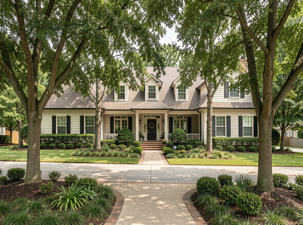 Elegant home exterior in The Woodlands
