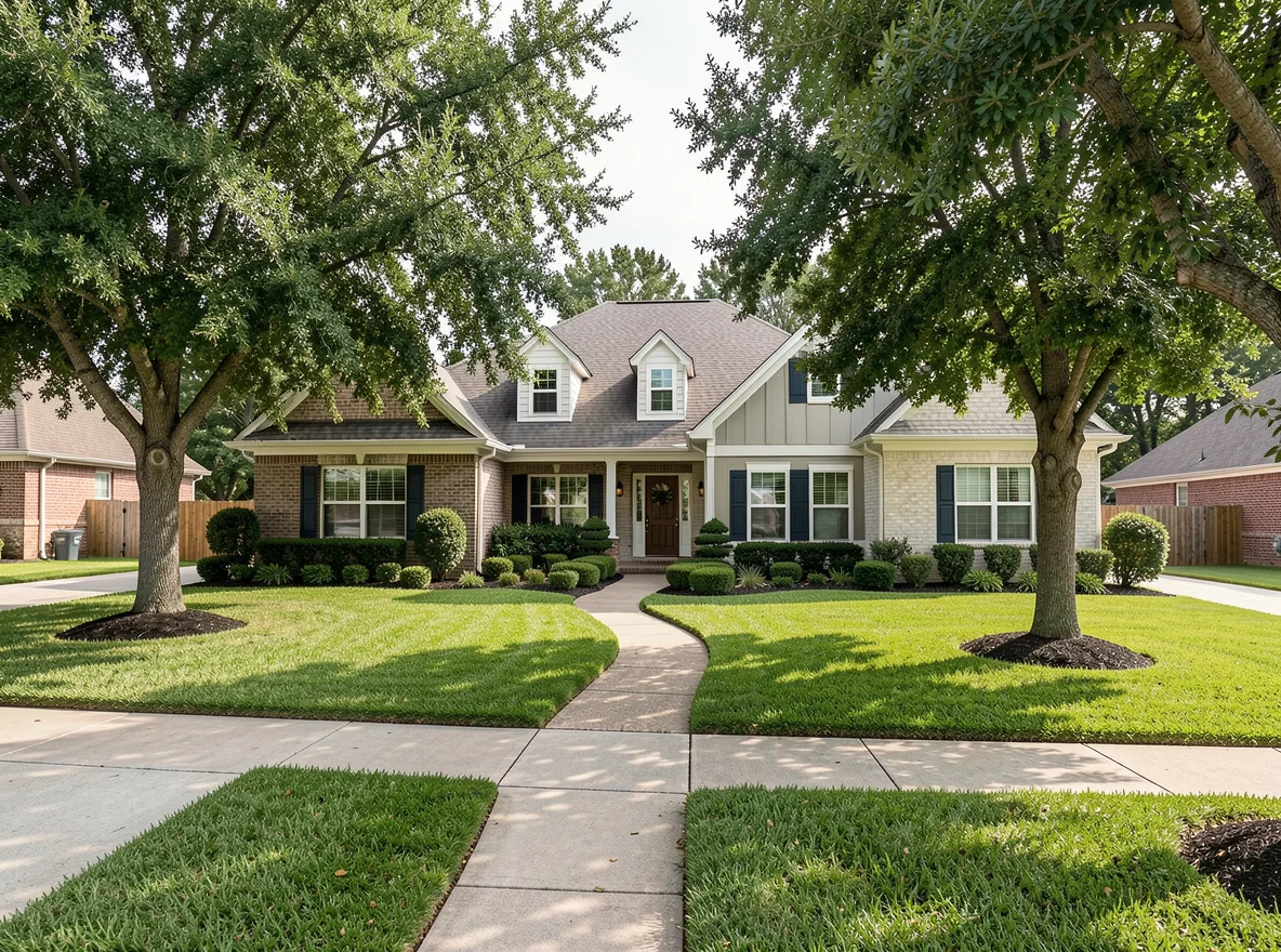 Home exterior in a Tomball neighborhood