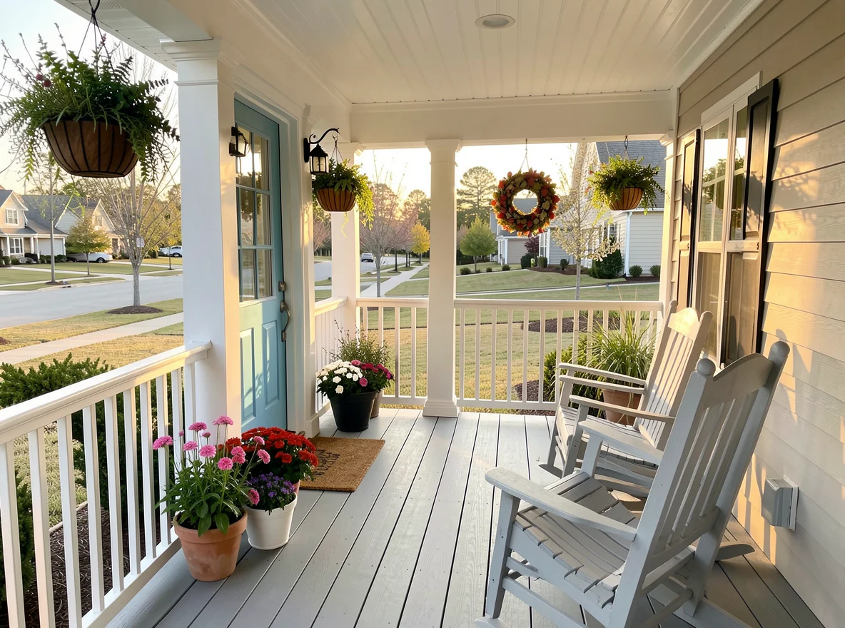 Fresh spring front porch with curb appeal