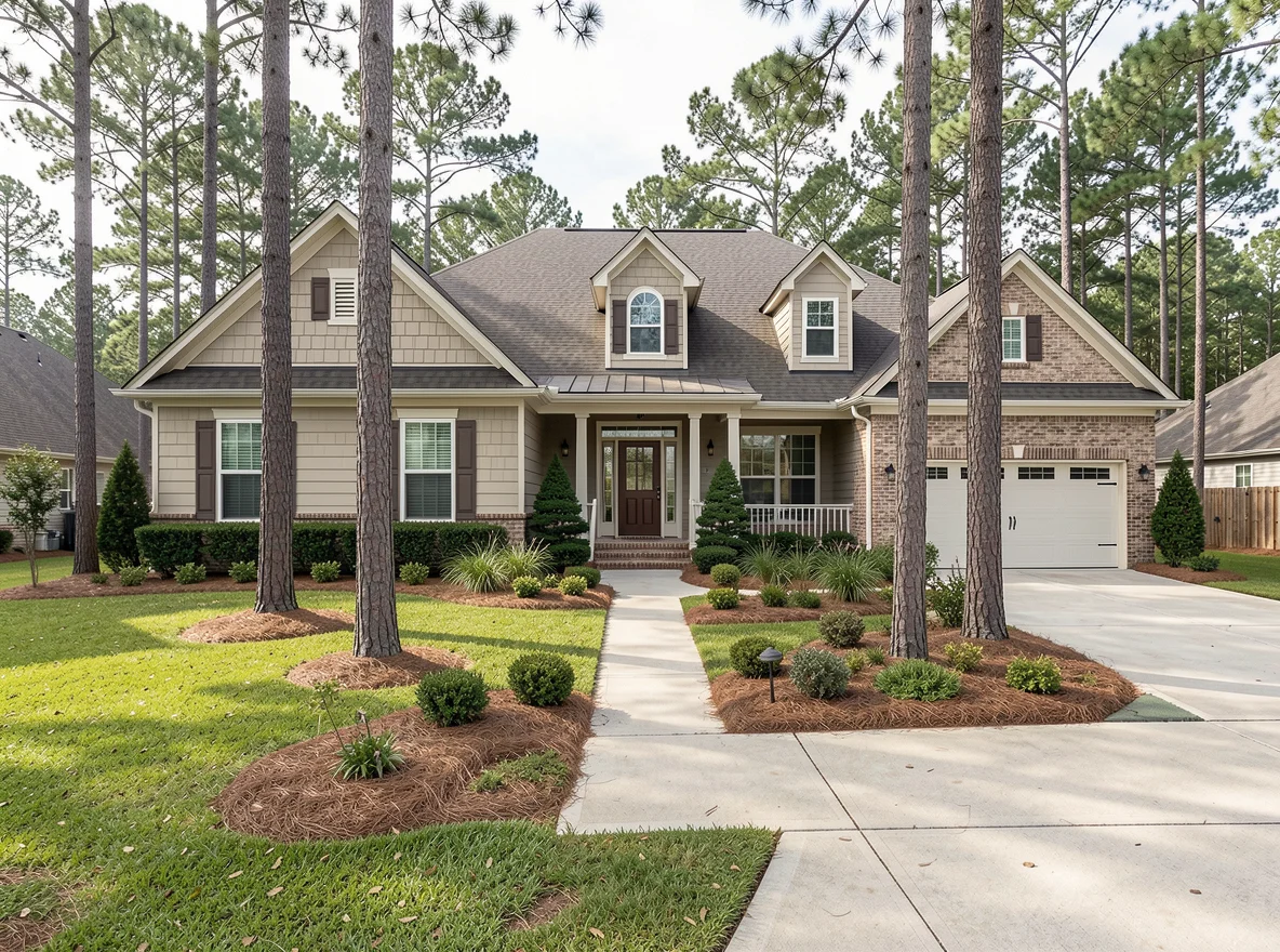 Home exterior in a Conroe neighborhood
