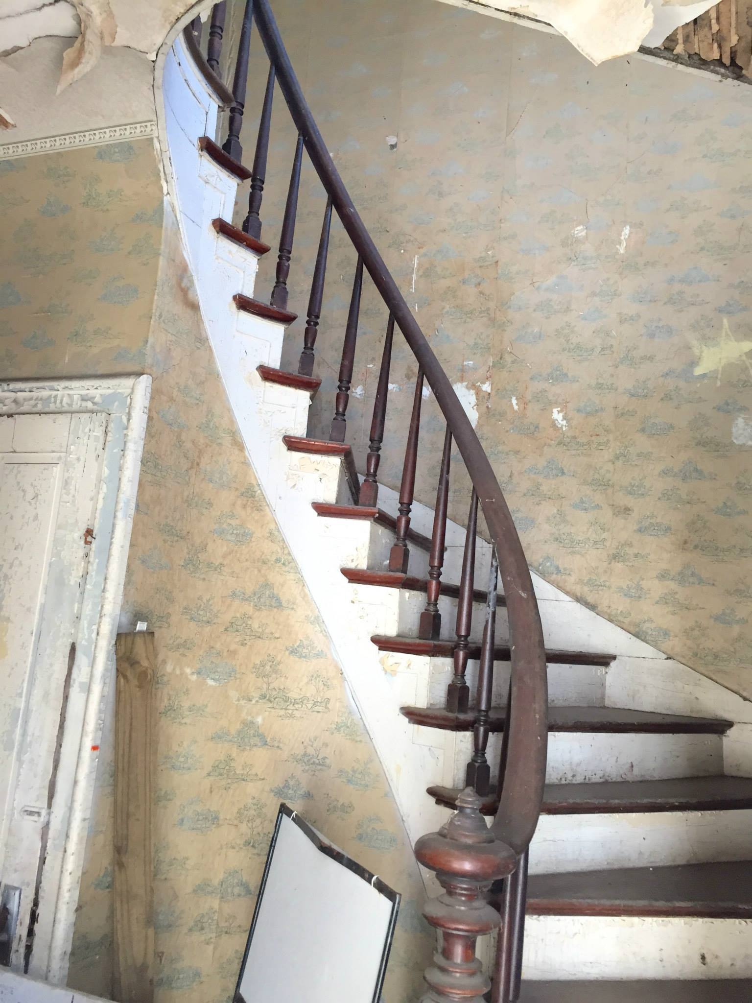 The Landmark pre-restoration: spiral staircase