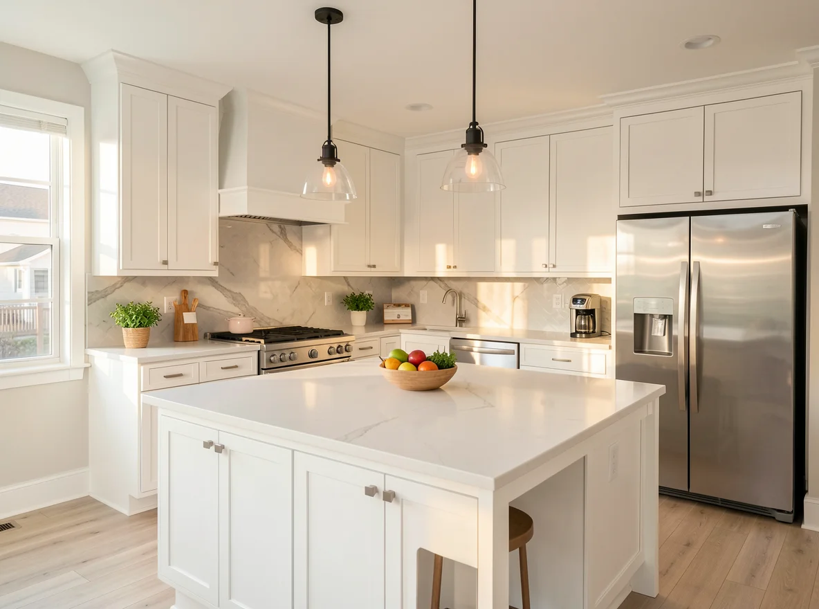 Bright coastal kitchen ready for sale