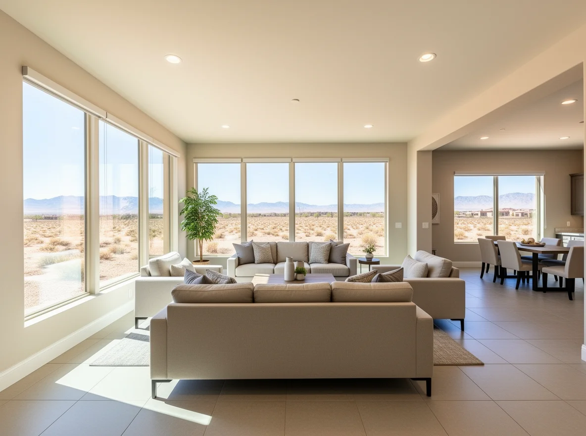 Bright staged living room interior in a Las Vegas home