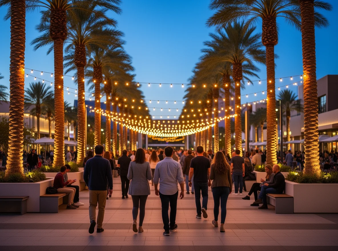 Outdoor plaza gathering in Las Vegas