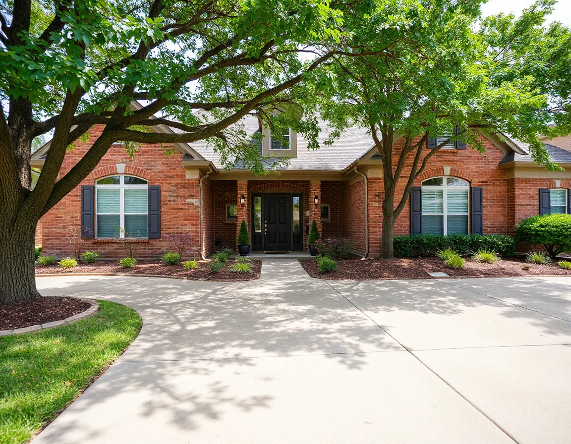 Contemporary Houston home exterior with mature landscaping