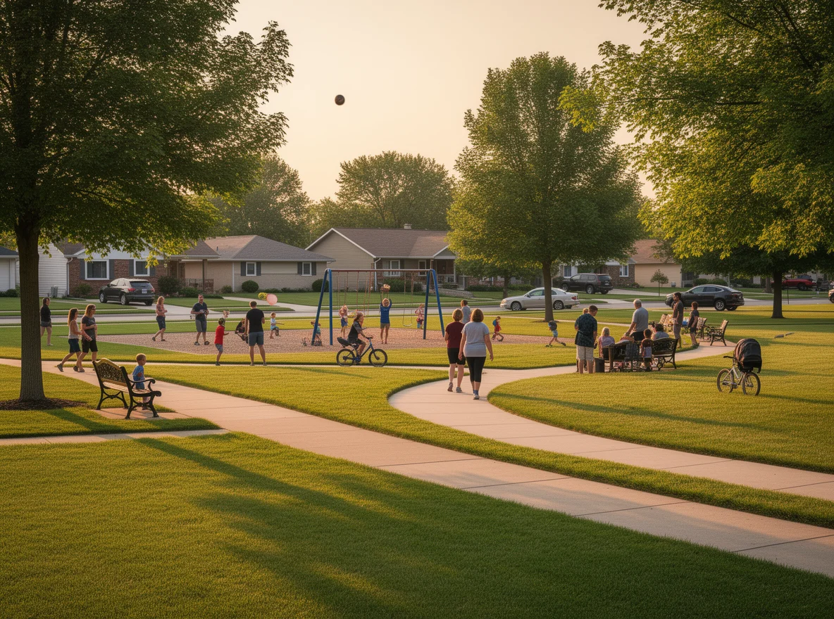 Community park atmosphere in Grandville, Michigan