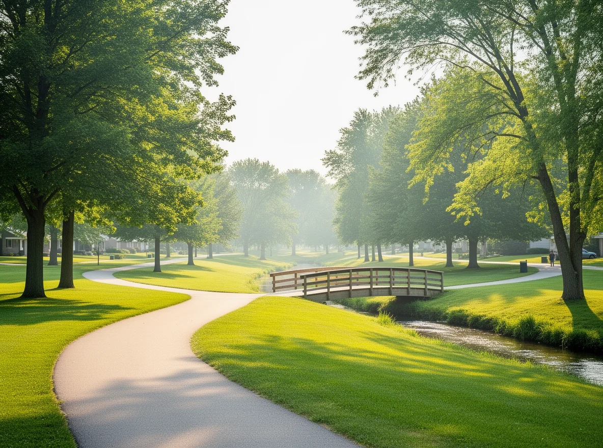 Neighborhood green space and walking path in Allendale