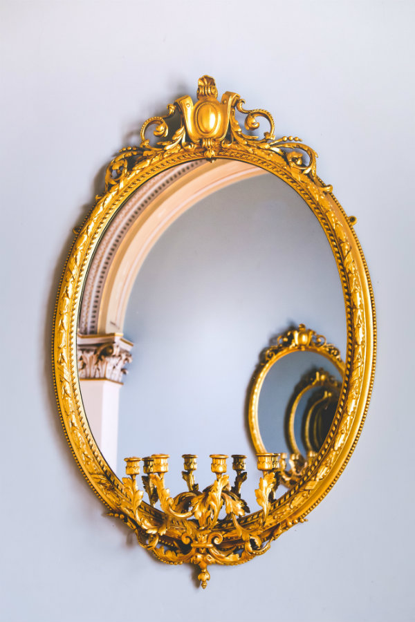 Detailed Ornate Golden Mirror