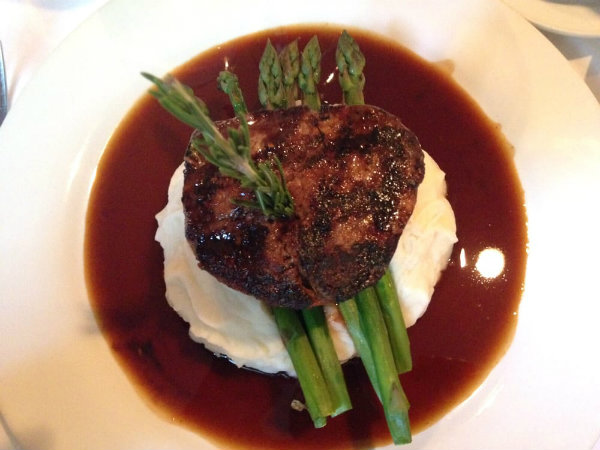 Best Filet Mignon served over asparagus at the Old Yarmouth Inn 