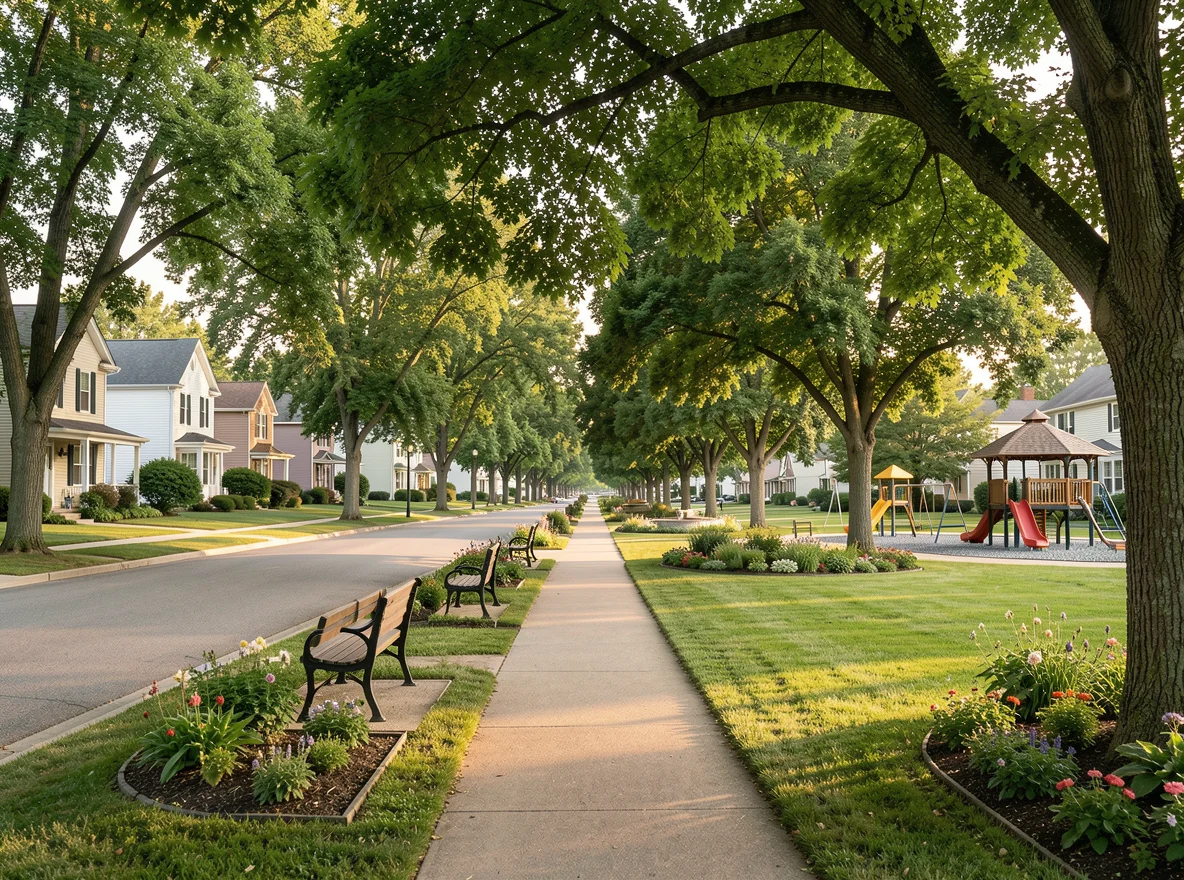 Residential street scene in Cedar Grove, Wisconsin