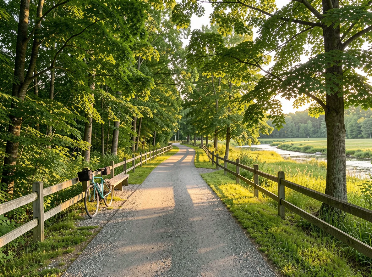 Scenic walking trail and park landscape near Howards Grove, Wisconsin