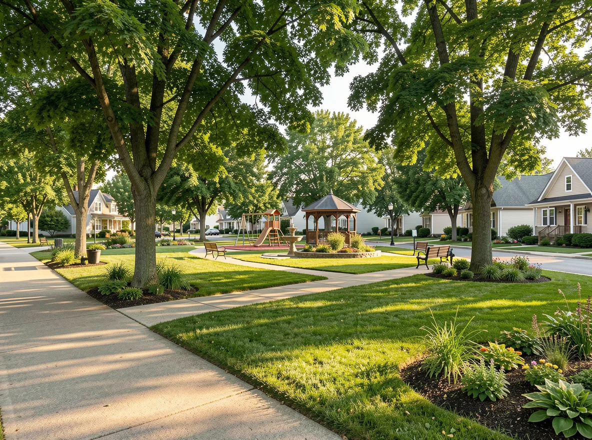 Neighborhood park and residential setting in Grafton, Wisconsin