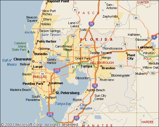 Tampa Florida Area Map 2018