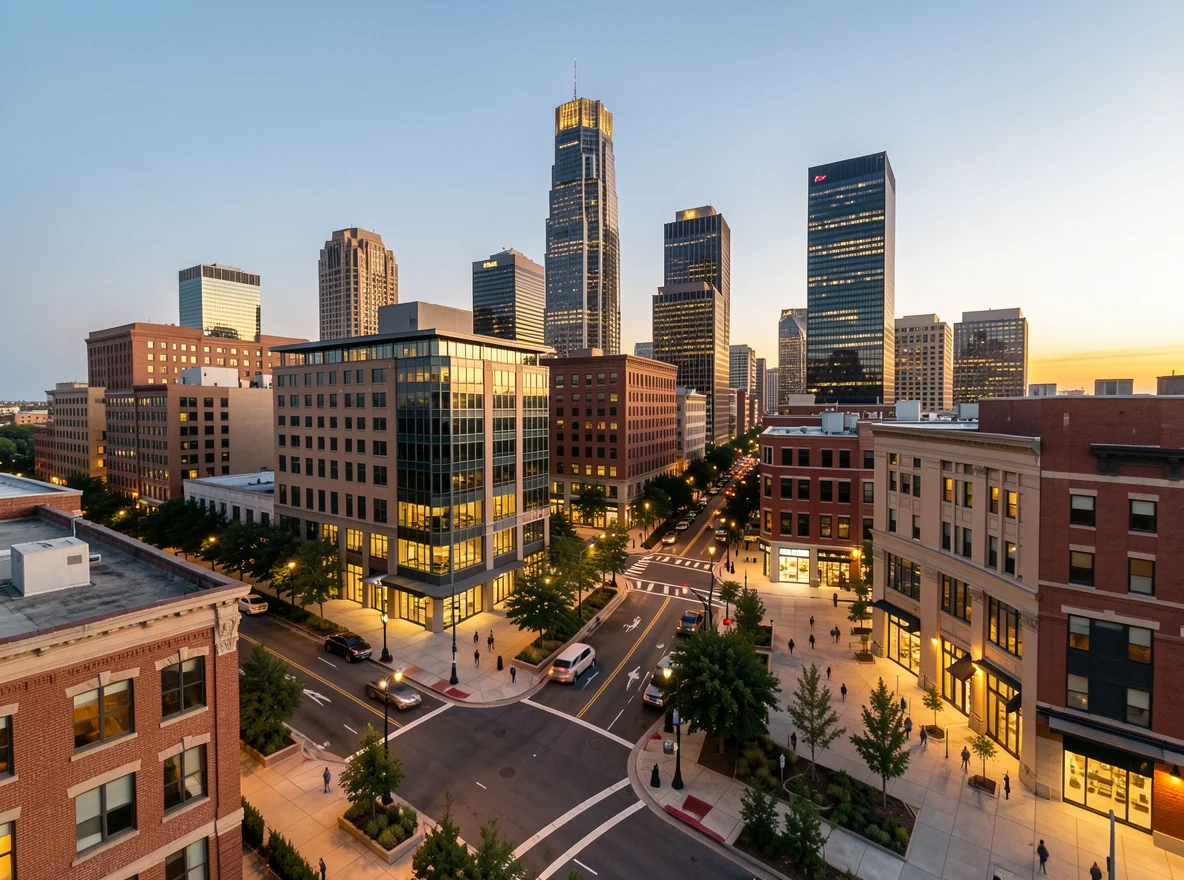 Downtown Oakland skyline and mixed-use streetscape
