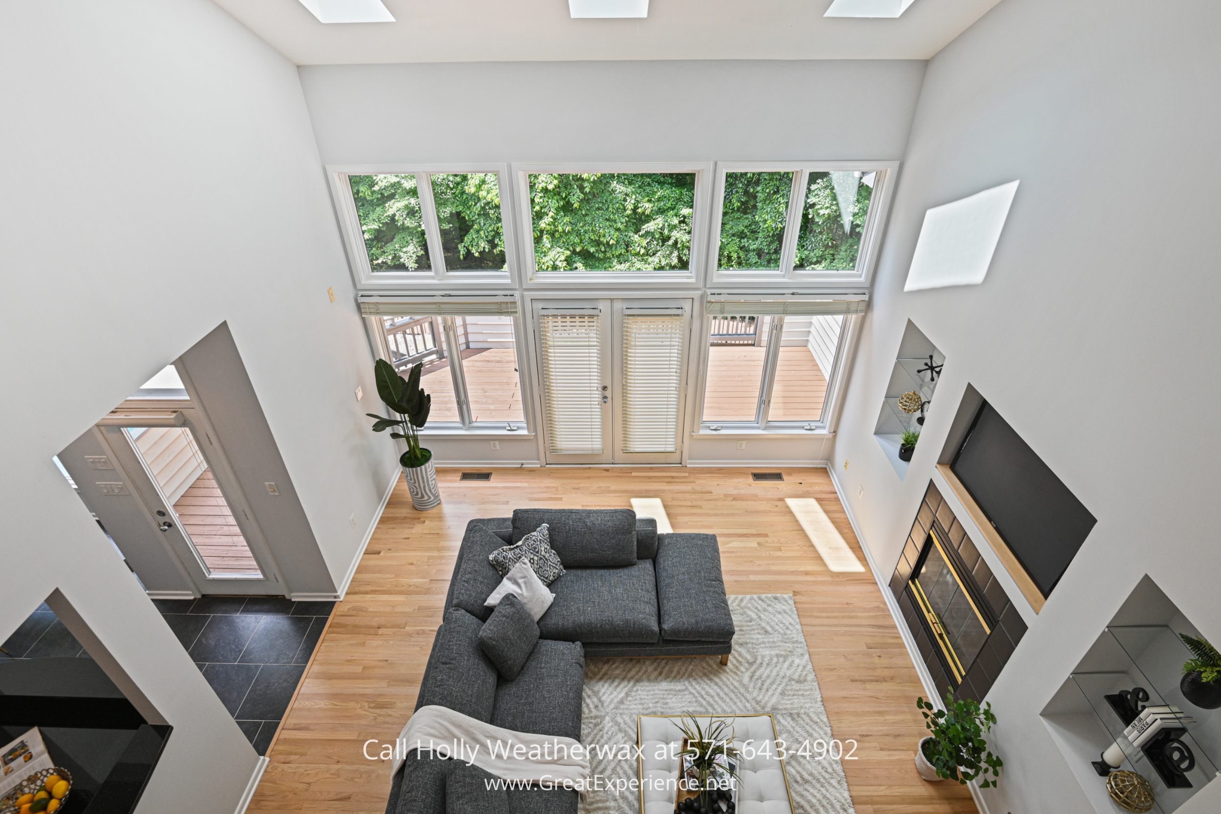 a view of a family room from above