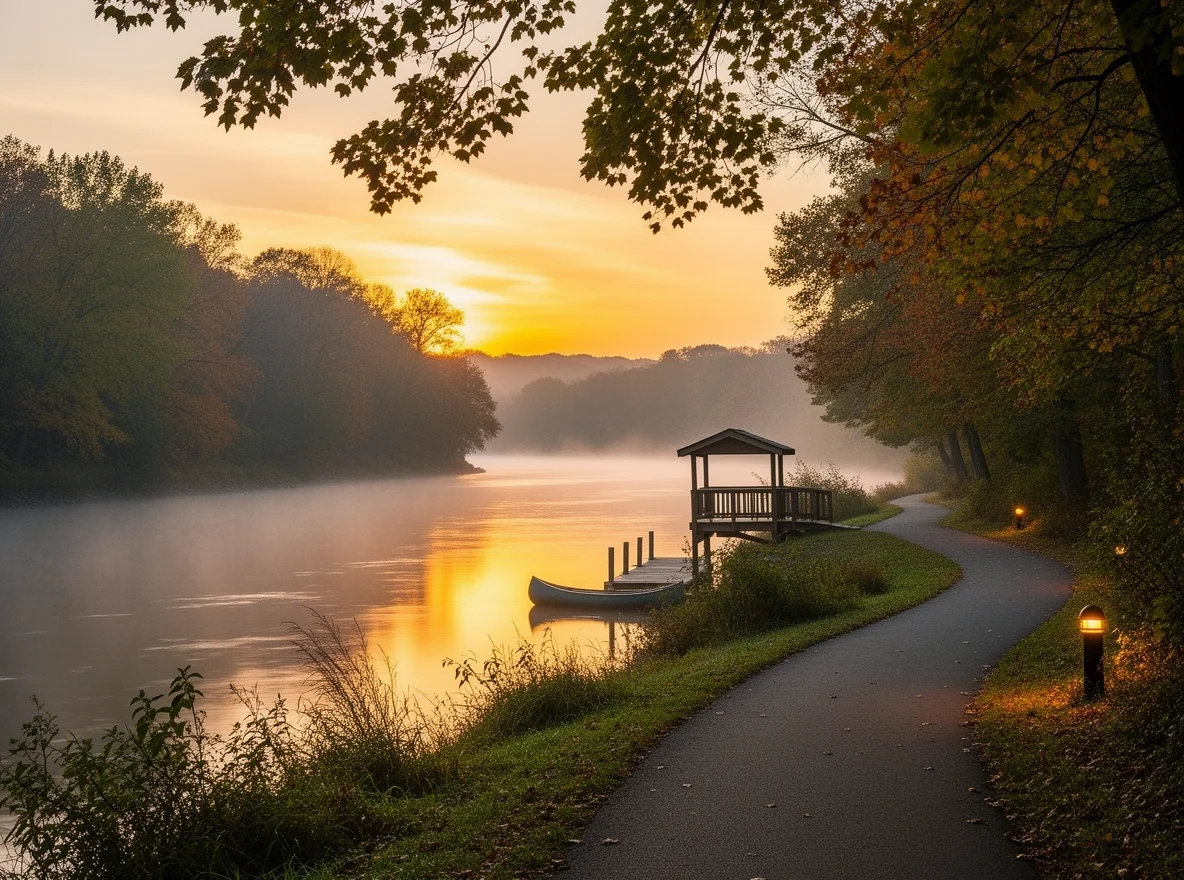 Sunrise along the Merrimack River in Methuen