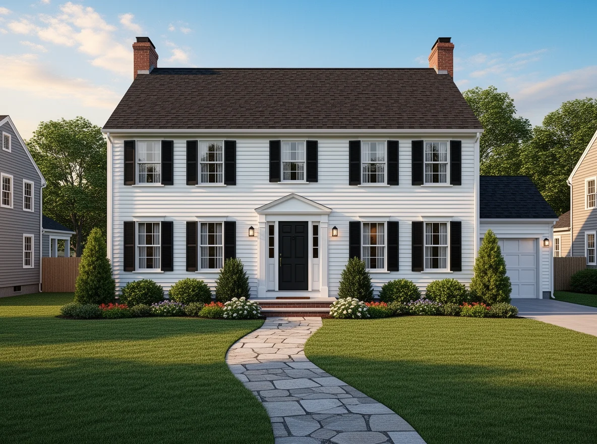 Traditional colonial-style home exterior
