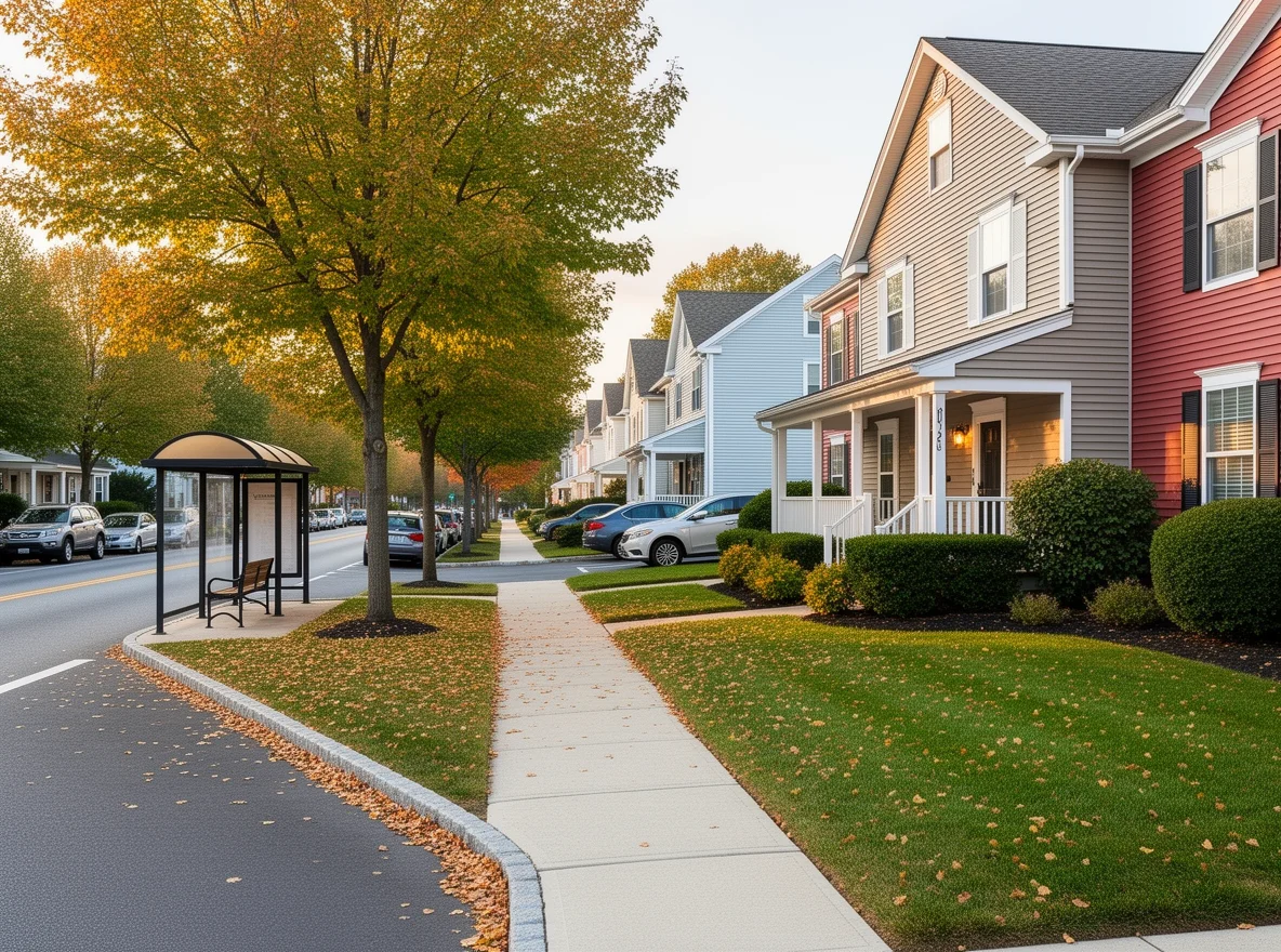 Commuter routine near a suburban transit area in Methuen