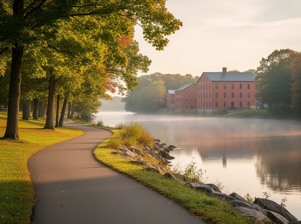 Riverside walkway along the Merrimack River in Haverhill