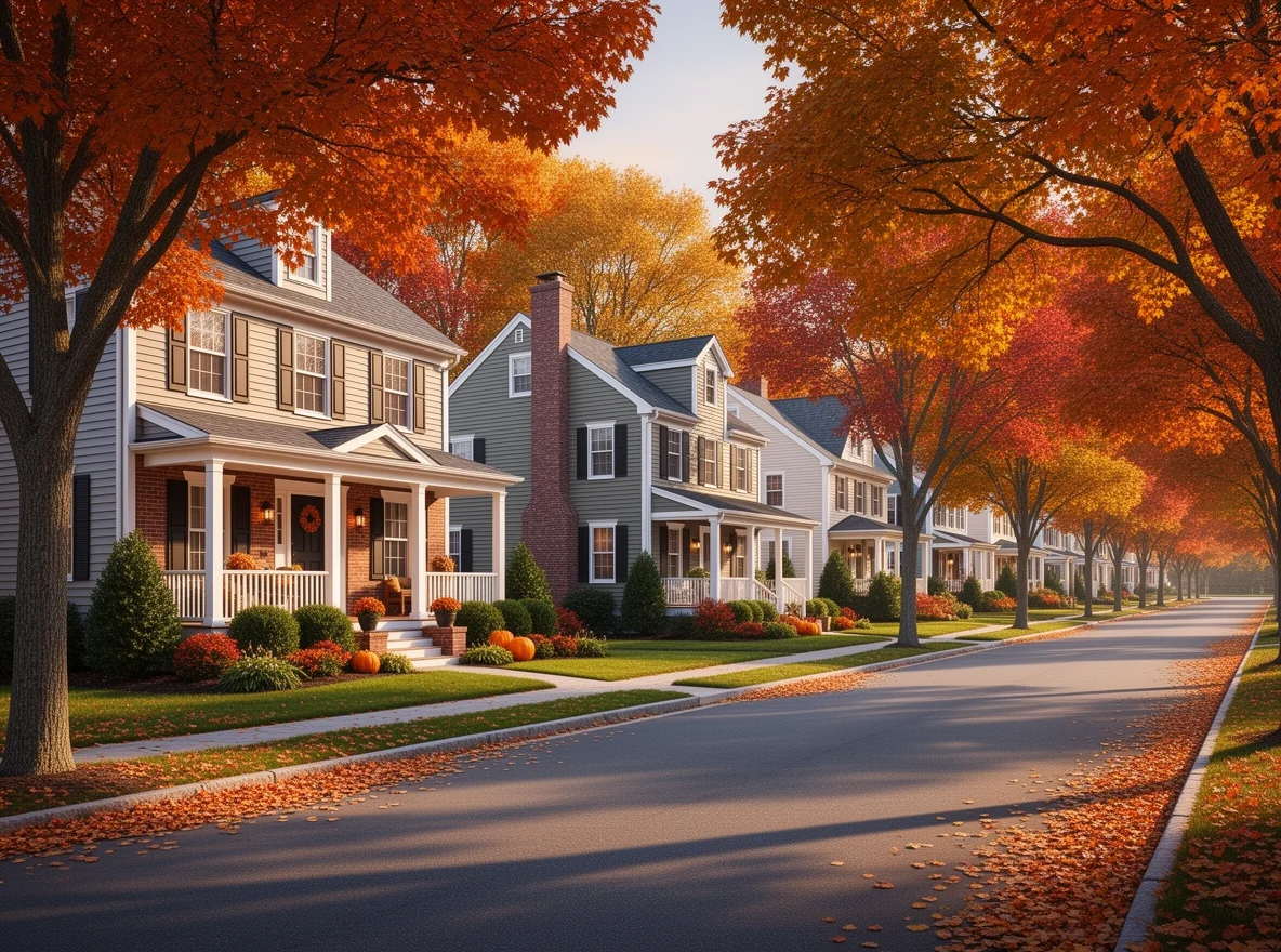 Autumn neighborhood scene in Andover
