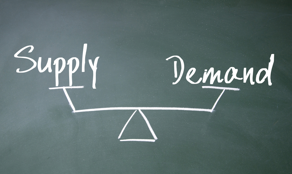 supply and demand drawn to a board