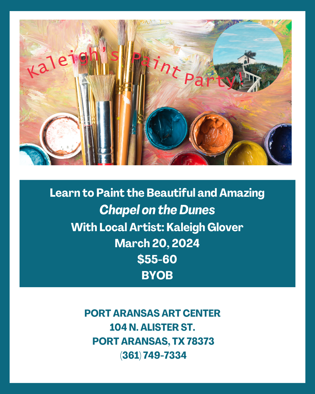 Learn to paint the Chapel of the Dunes with Kaleigh Glover at the Port Aransas Art Center